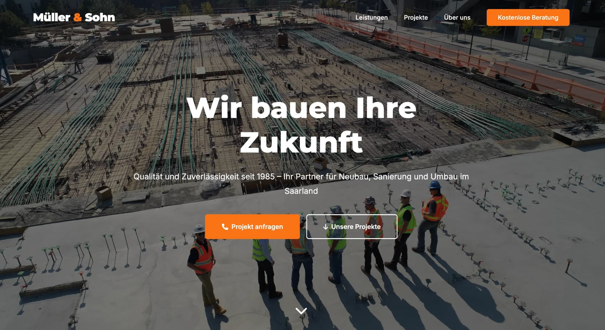 Screenshot von Müller & Sohn Bau GmbH